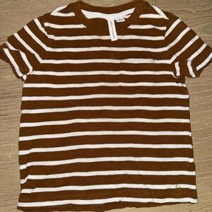 Janie and Jack Brown and White Striped Kids Shirt
